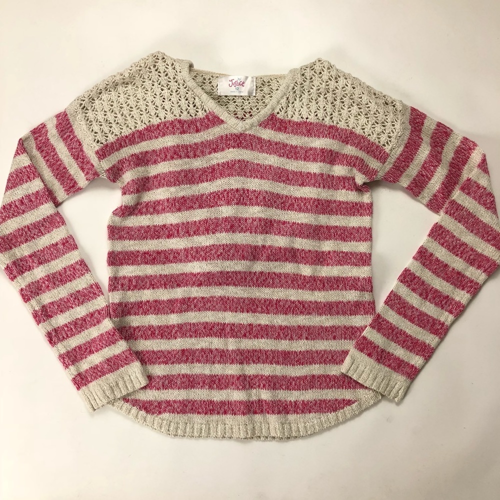 Justice Striped Hoodie Pull-Over Sweater